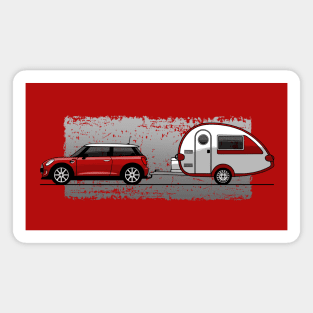 The iconic british small car with caravan Magnet